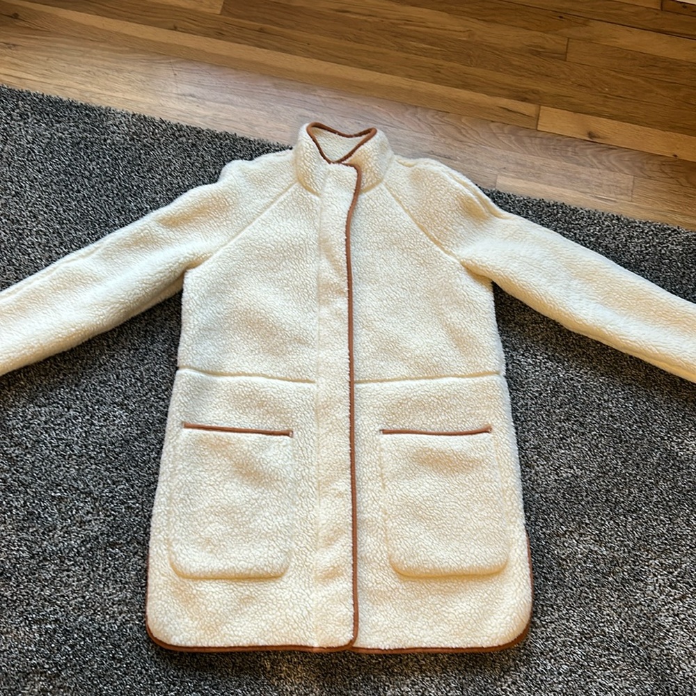 Madewell Cream Trench Coat with Brown Trim